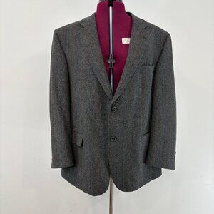 Vintage Moore Tweed Gray Wool Blazer Sports Casual Coat Herringbone Print